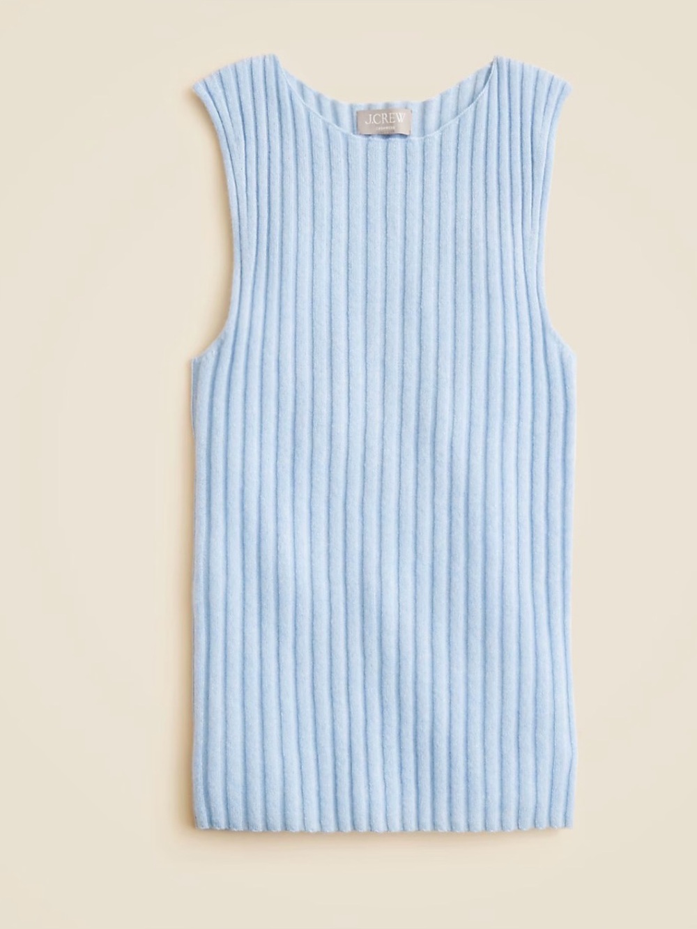 J.Crew Wide-Rib Cashmere Sweater Shell in Heather River